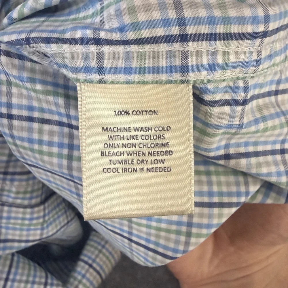 Onward Reserve Shirt Mens Extra Large Blue Green Plaid Tailored Fit Non Iron